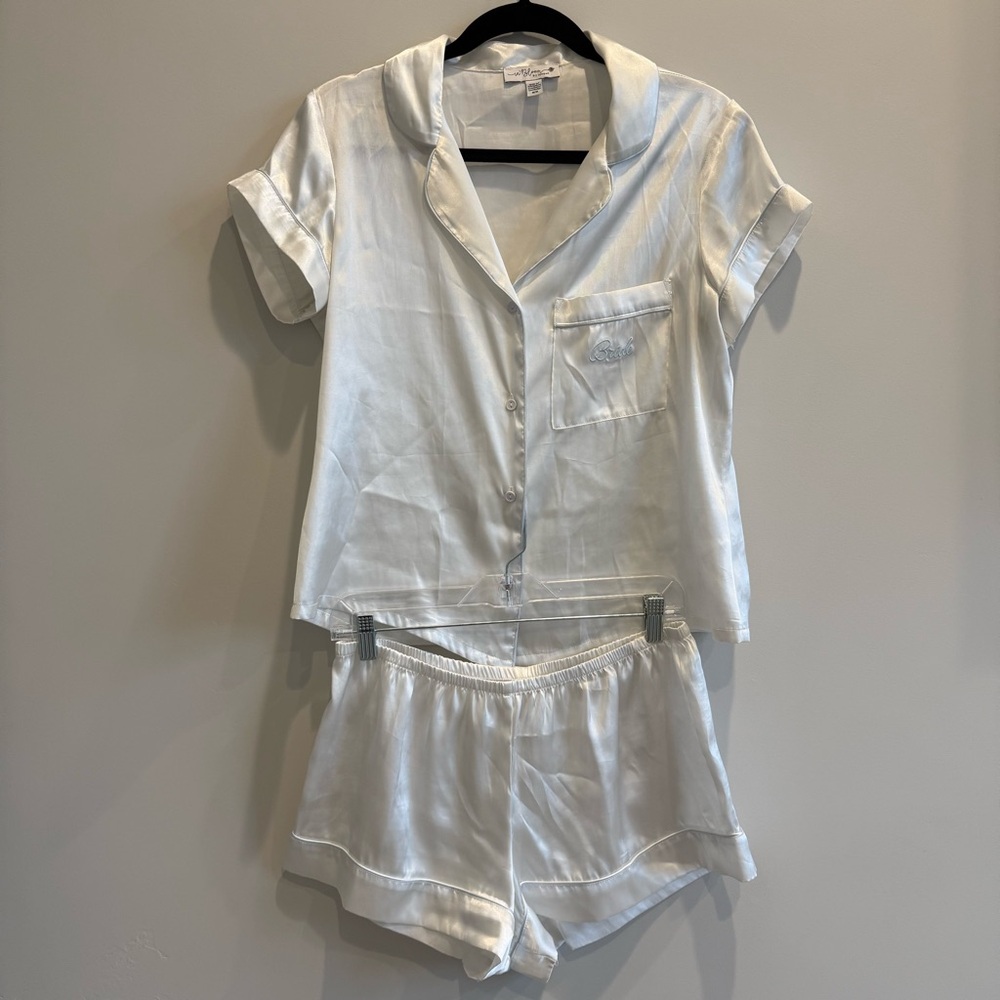 Bride White Satin Pajama Set